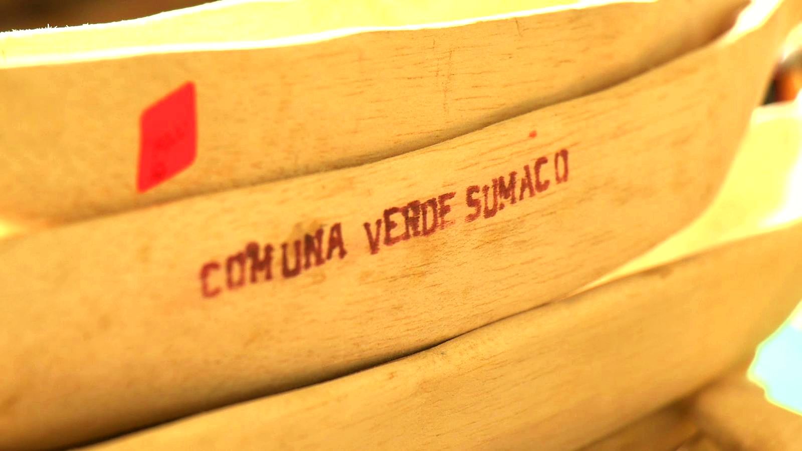 Carved bowls marked Comuna Verde Sumaco
