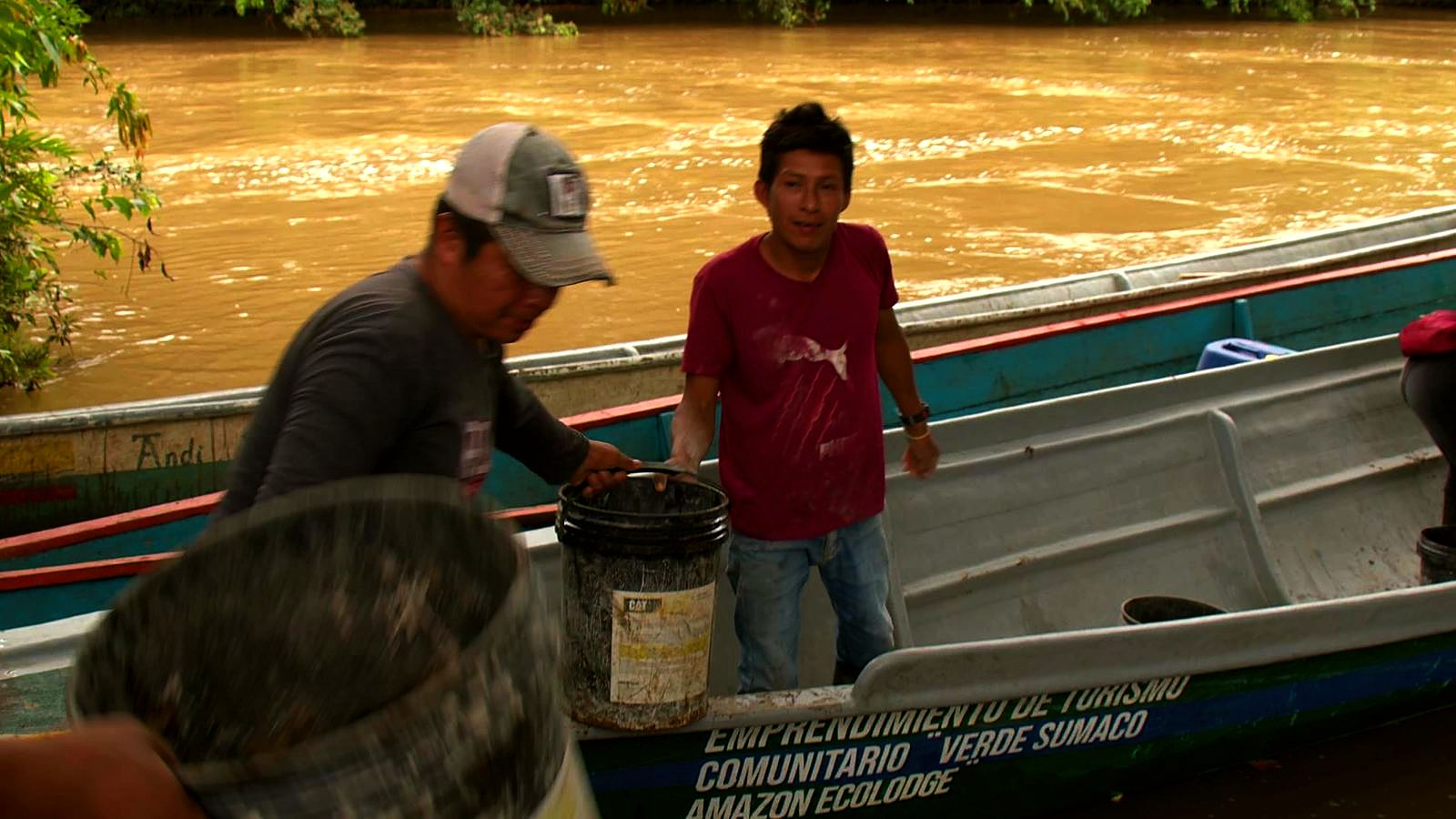 Cement arriving by canoe